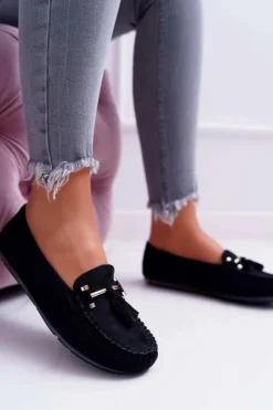 Mokasyny Damskie Wygodne Czarne Sellar