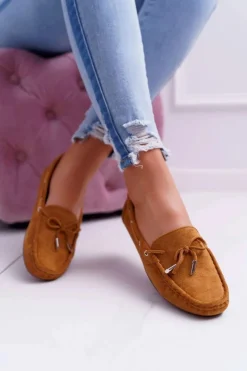 Mokasyny Damskie Wygodne Eko-zamsz Camel Memfi