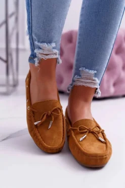 Mokasyny Damskie Wygodne Eko-zamsz Camel Memfi