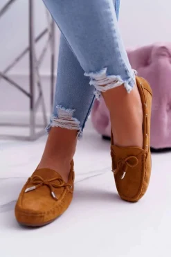 Mokasyny Damskie Wygodne Eko-zamsz Camel Memfi