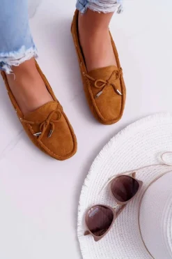 Mokasyny Damskie Wygodne Eko-zamsz Camel Memfi