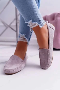 Mokasyny Damskie Wygodne Eko-zamsz Lila Róż Lemma