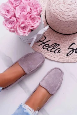Mokasyny Damskie Wygodne Eko-zamsz Lila Róż Lemma