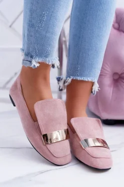 Mokasyny Damskie Z Blaszką Złote Lordsy Lu Boo Harlem