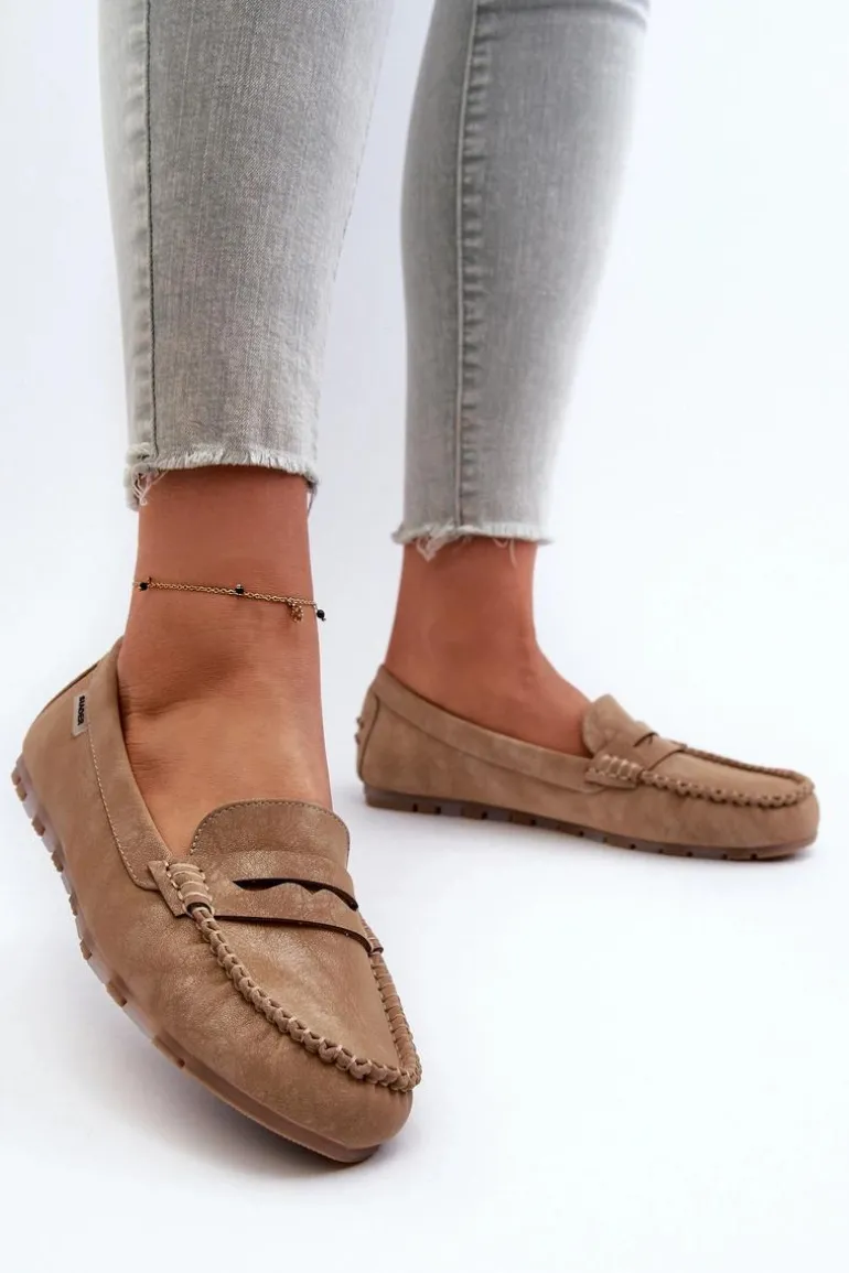 Mokasyny Damskie Z Eko Skóry Brązowe Celoria