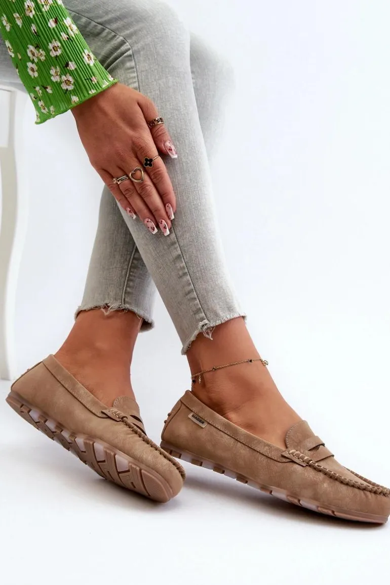 Mokasyny Damskie Z Eko Skóry Brązowe Celoria