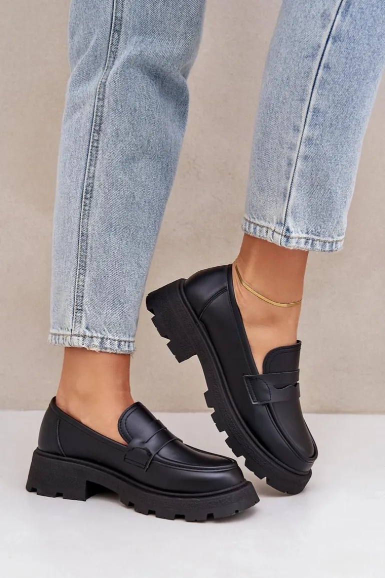 Mokasyny Damskie Z Eko Skóry Czarne Sendall