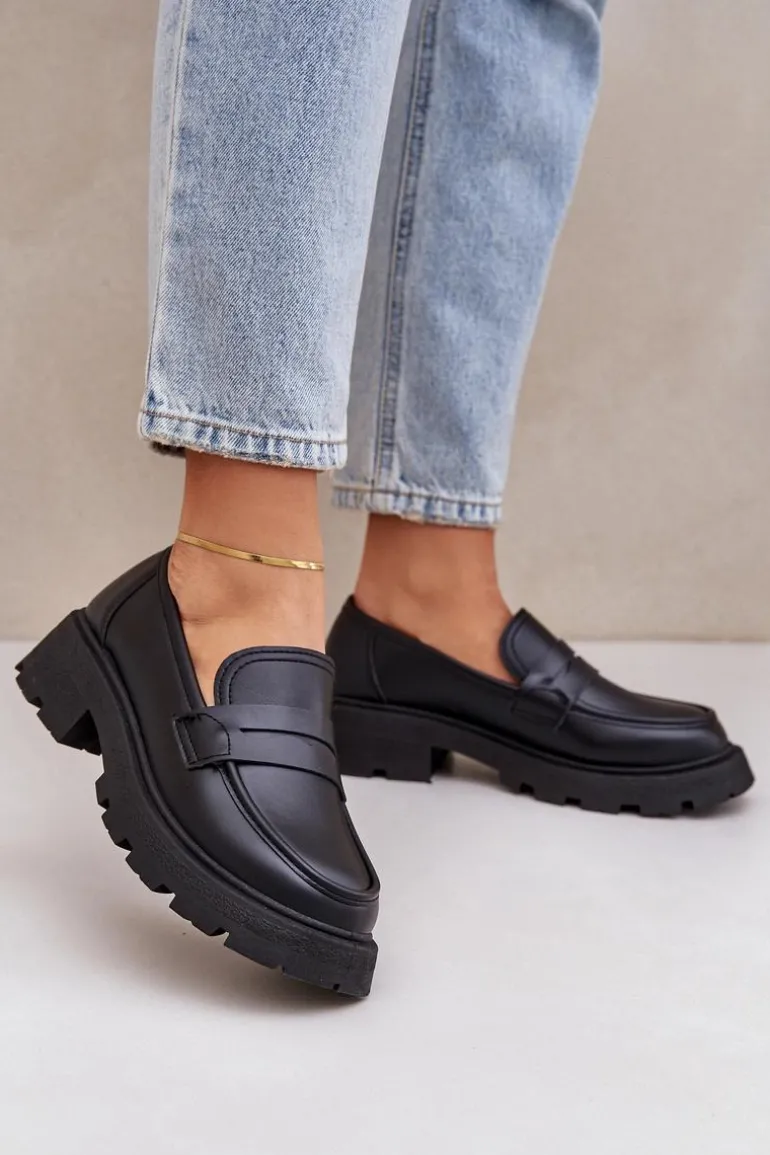 Mokasyny Damskie Z Eko Skóry Czarne Sendall