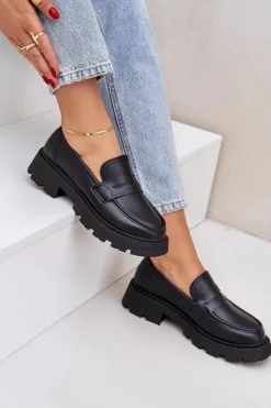 Mokasyny Damskie Z Eko Skóry Czarne Sendall