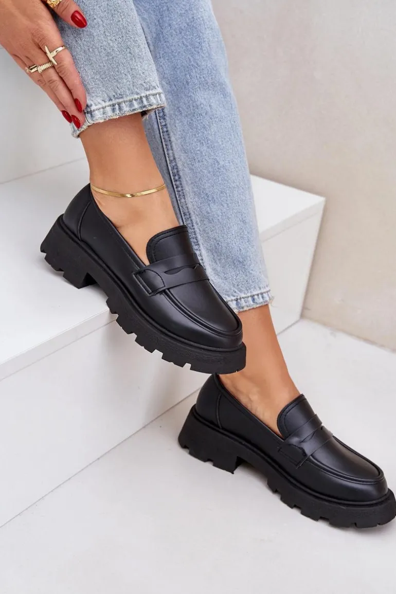 Mokasyny Damskie Z Eko Skóry Czarne Sendall