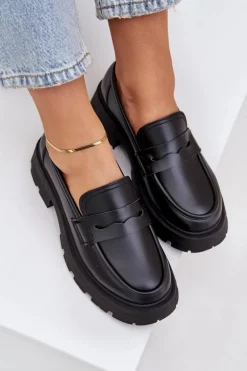 Mokasyny Damskie Z Eko Skóry Czarne Sendall