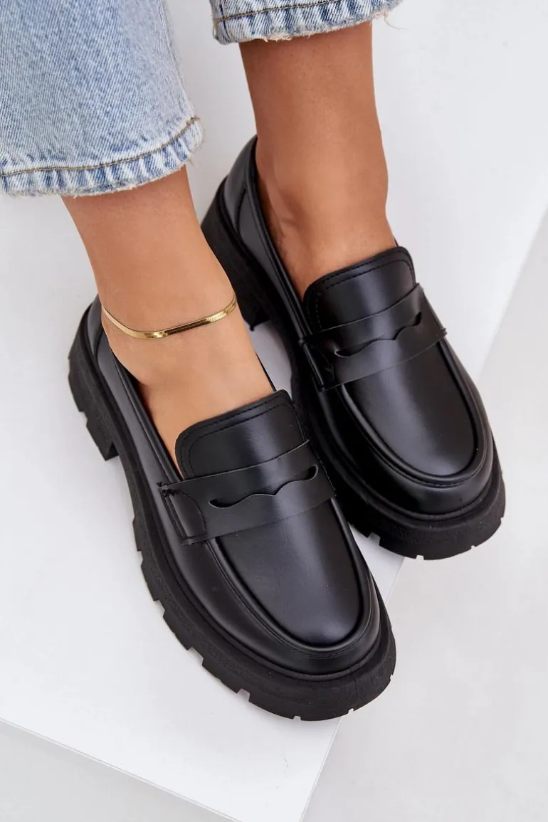 Mokasyny Damskie Z Eko Skóry Czarne Sendall