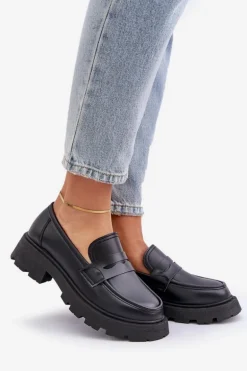 Mokasyny Damskie Z Eko Skóry Czarne Sendall
