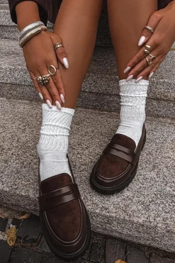 Mokasyny Damskie Z Eko Skóry Czekoladowe Cailen