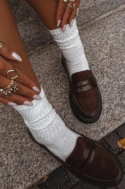 Mokasyny Damskie Z Eko Skóry Czekoladowe Cailen