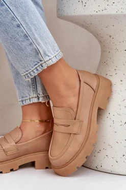 Mokasyny Damskie Z Eko Skóry Beżowe Sendall