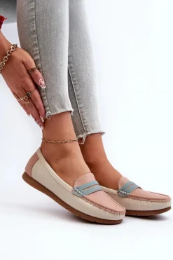 Mokasyny Damskie Z Eko Skóry Różowe Vikitara