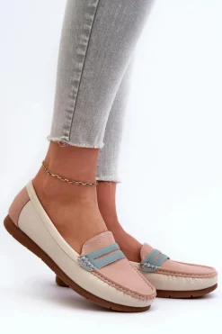 Mokasyny Damskie Z Eko Skóry Różowe Vikitara