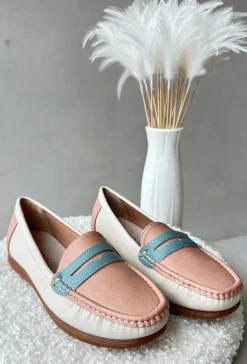 Mokasyny Damskie Z Eko Skóry Różowe Vikitara