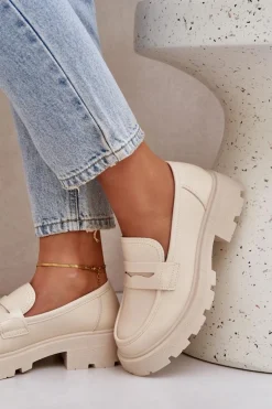 Mokasyny Damskie Z Eko Skóry Jasnobeżowe Sendall