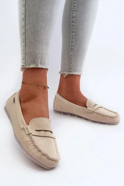 Mokasyny Damskie Z Eko Skóry Jasnobeżowe Celoria