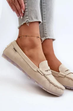Mokasyny Damskie Z Eko Skóry Jasnobeżowe Celoria