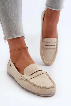 Mokasyny Damskie Z Eko Skóry Jasnobeżowe Celoria