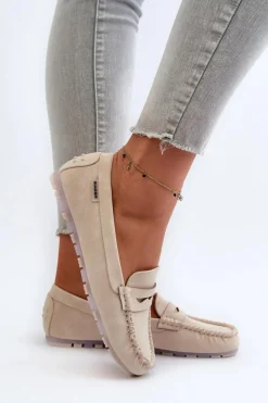 Mokasyny Damskie Z Eko Skóry Jasnobeżowe Celoria