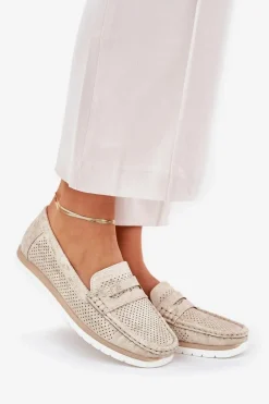 Mokasyny Damskie Z Eko Skóry Złote Bralithia