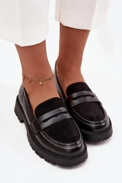 Mokasyny Damskie Z Eko Skóry Czarne Cailen