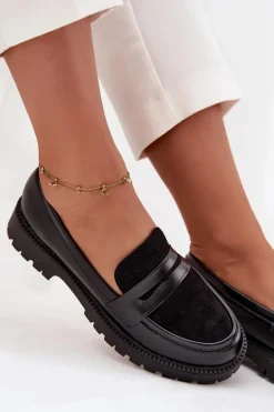 Mokasyny Damskie Z Eko Skóry Czarne Cailen