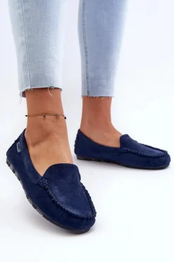 Mokasyny Damskie Z Eko Zamszu Granatowe Amrutia