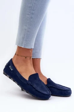 Mokasyny Damskie Z Eko Zamszu Granatowe Amrutia