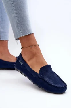 Mokasyny Damskie Z Eko Zamszu Granatowe Amrutia