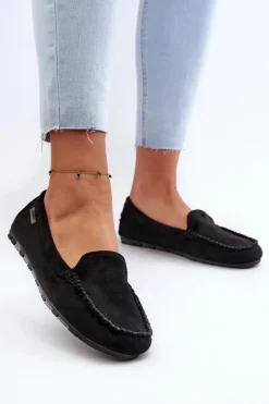 Mokasyny Damskie Z Eko Zamszu Czarne Amrutia