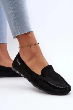 Mokasyny Damskie Z Eko Zamszu Czarne Amrutia