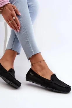 Mokasyny Damskie Z Eko Zamszu Czarne Amrutia