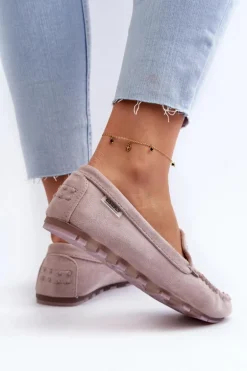 Mokasyny Damskie Z Eko Zamszu Fioletowe Amrutia