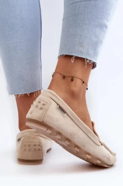 Mokasyny Damskie Z Eko Zamszu Beżowe Amrutia