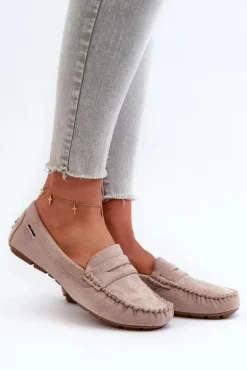Mokasyny Damskie Z Eko Zamszu Jasnobeżowe Rerceria