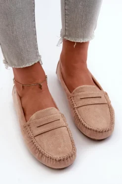 Mokasyny Damskie Z Eko Zamszu Beżowe Rerceria