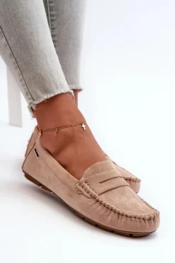 Mokasyny Damskie Z Eko Zamszu Beżowe Rerceria