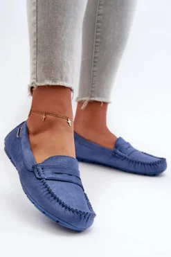 Mokasyny Damskie Z Eko Zamszu Niebieskie Rerceria