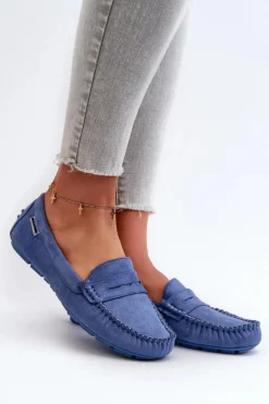 Mokasyny Damskie Z Eko Zamszu Niebieskie Rerceria