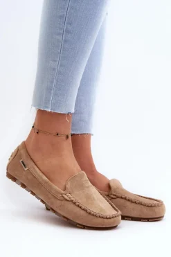 Mokasyny Damskie Z Eko Zamszu Brązowe Amrutia