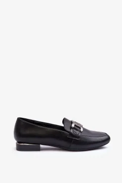 Mokasyny Damskie Z Ozdobą Czarne Camilena