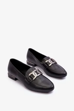 Mokasyny Damskie Z Ozdobą Czarne Camilena