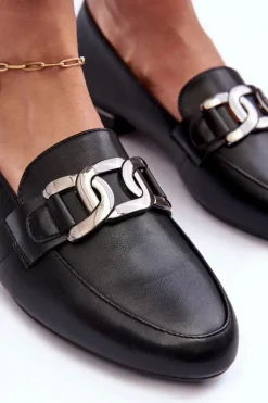 Mokasyny Damskie Z Ozdobą Czarne Camilena