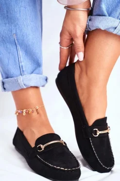 Mokasyny Damskie Zamszowe Czarne Dive