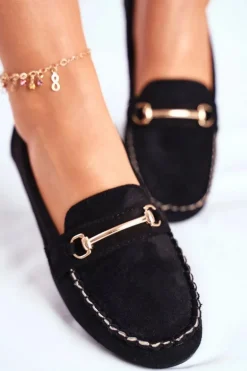 Mokasyny Damskie Zamszowe Czarne Dive